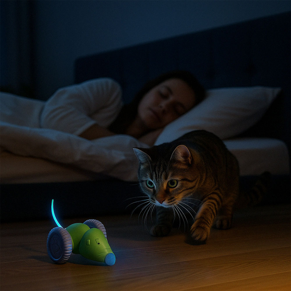 Leises Katzenspielzeug mit weichen Rädern