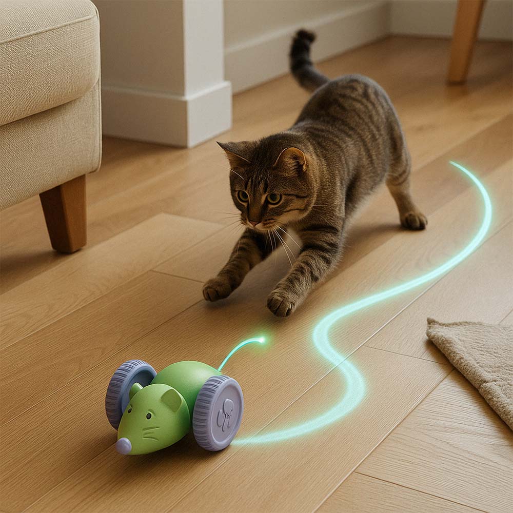 Katzenmaus umfährt Hindernisse selbstständig