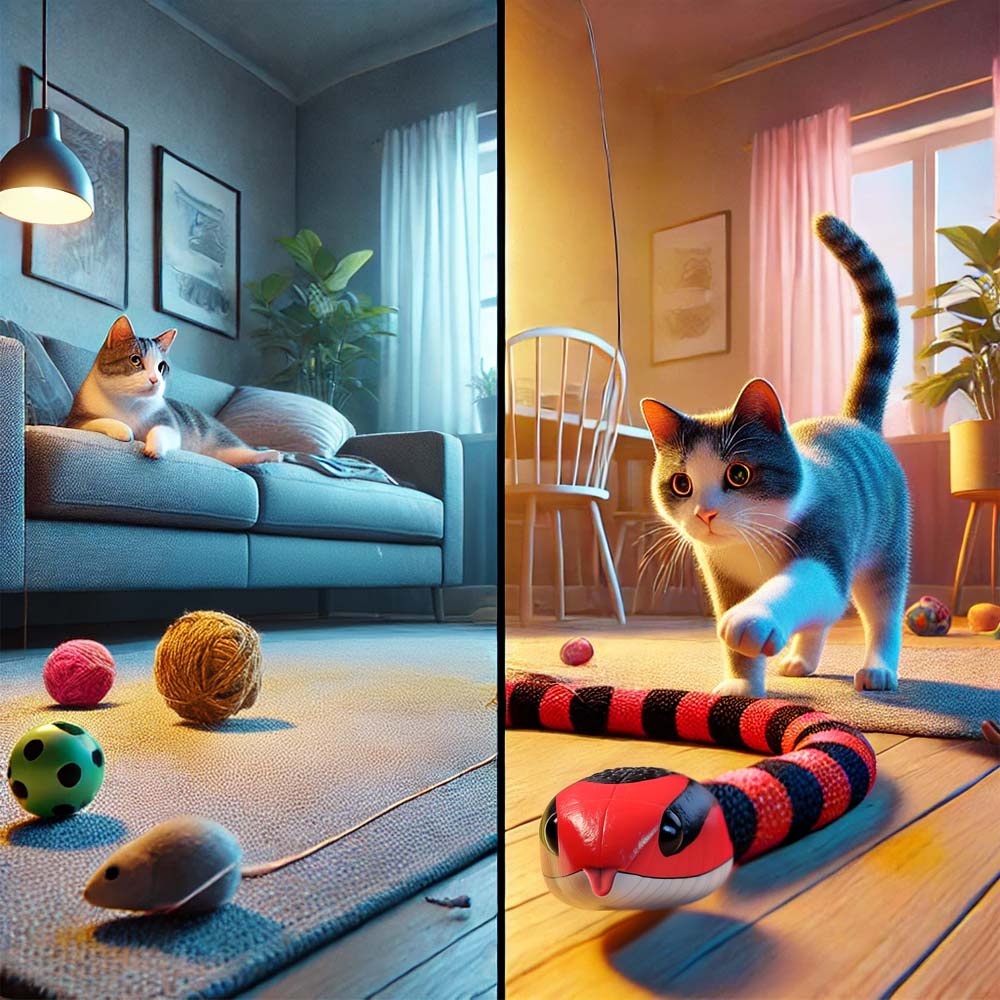 Realistische Krabbelschlange als Katzenspielzeug