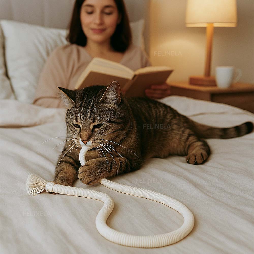 Leises Katzenspielzeug ohne Klappern beim Spielen
