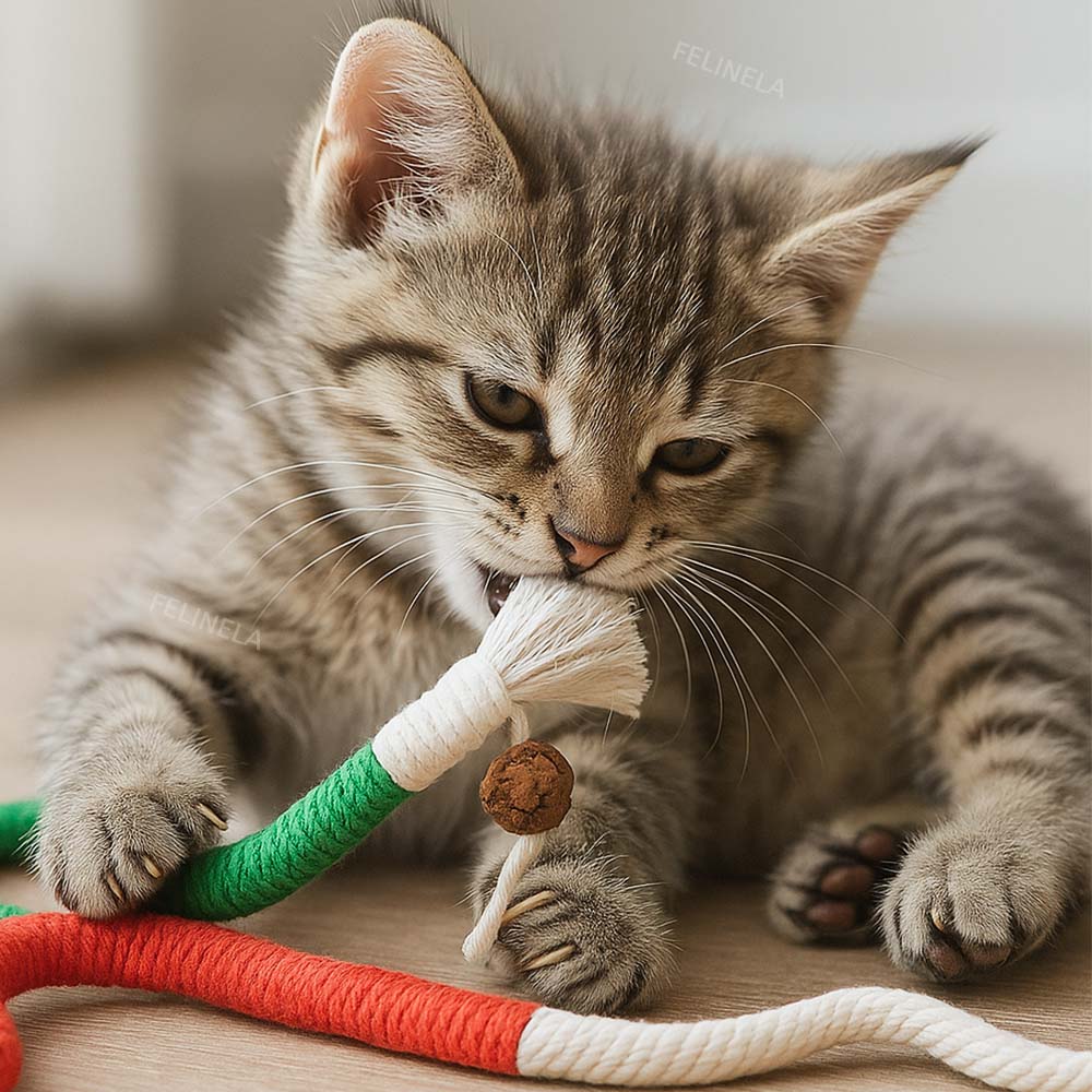 Robustes weiches Kau-Seil für Katzen zum Beißen und Zerren