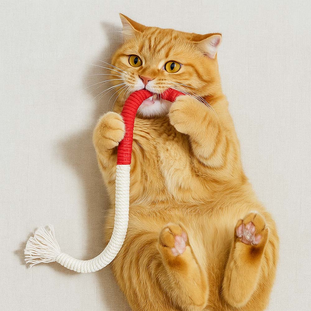 Flexibles und bewegliches Kau-Seil für Katzen